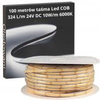 100m rolka 24V Taśma LED COB 324 led/m 10W BIAŁA ZIMNA IP20