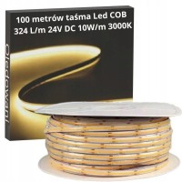 100m 24V rolka Taśma LED COB 324 led/m 10W BIAŁA CIEPŁA IP20