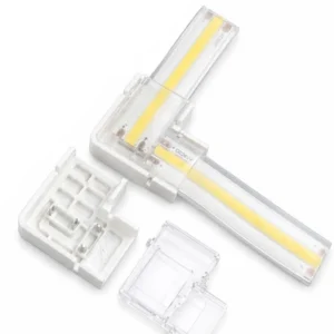 Hurt 100 szt. wodoodporna Złączka kątowa do taśm LED COB 10mm IP67 12V/ 24V/ 230V szybki montaż KLIK
